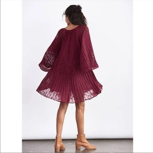 Anthropologie Toulon Pleated Mini Dress in Plum Sz S - Picture 6 of 14